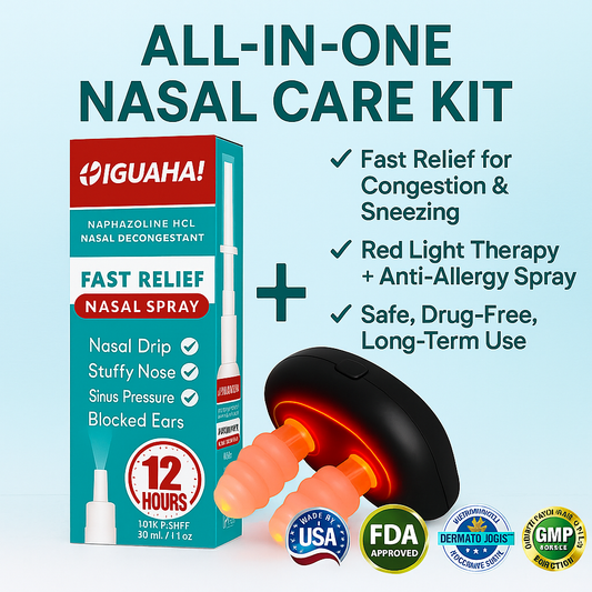 Official Store | SERYNTH®🇺🇸 Dual-Action Nasal Care Kit – Red Light Therapy Device + Anti-Allergy Nasal Spray