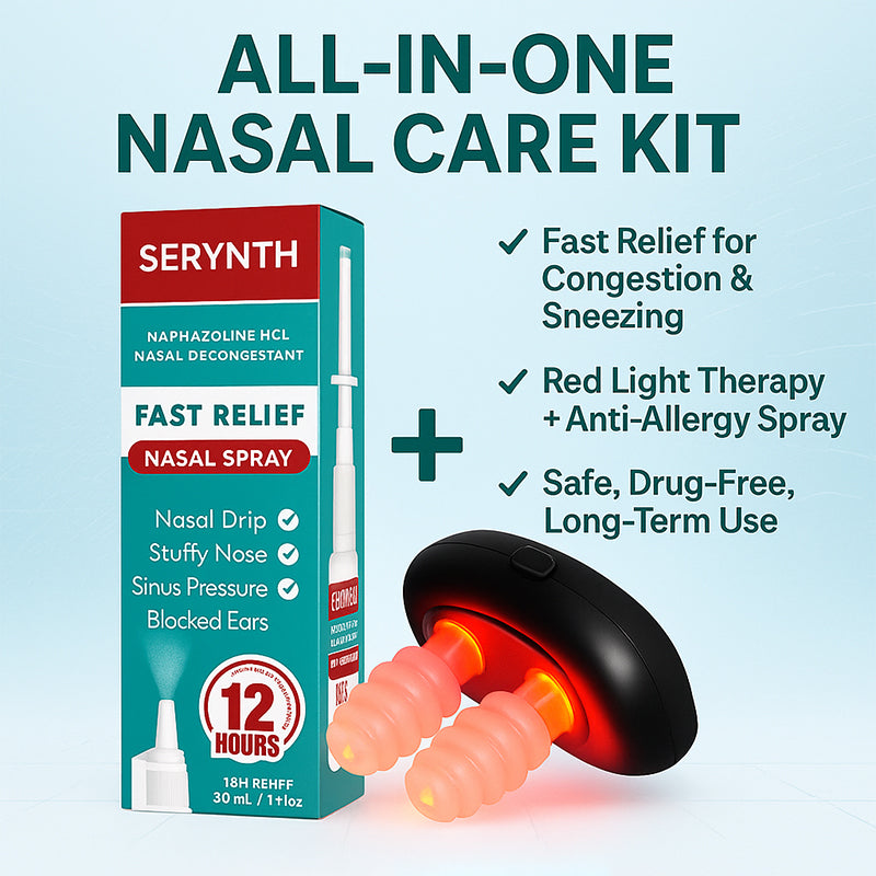 Official Store | SERYNTH®🇺🇸 Dual-Action Nasal Care Kit – Red Light Therapy Device + Anti-Allergy Nasal Spray